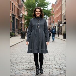 Ivy Jane Charcoal Gray Button Accent Sweater Dress Jacket Medium